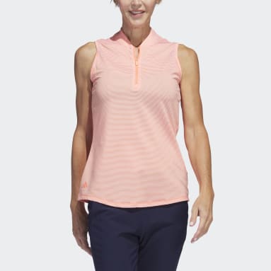 Dames Golf oranje Two-Color Ottoman Mouwloze Golfpolo