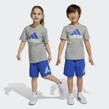 Kids Sportswear Grey Essentials Logo Tee and Short Set