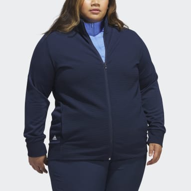 Dam Golf Blå Textured Full-Zip Jacket (Plus Size)