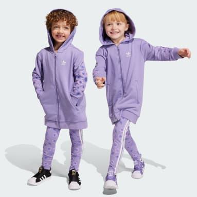 Conjunto chaqueta con capucha y mallas Floral Elongated Violeta Niño Originals