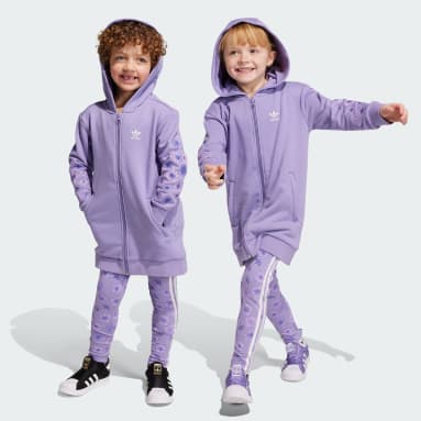Ensemble avec veste à capuche longue et zippée Floral Violet Enfants Originals