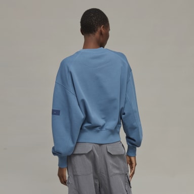 Dames Y-3 blauw Y-3 Organic Cotton Terry Boxy Sweater