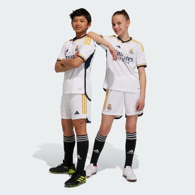 Equipamento Principal 23/24 do Real Madrid — Adolescente Branco Criança Futebol