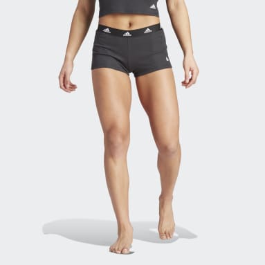 Women Training Black Active Flex Ribbed Boxer Shorts