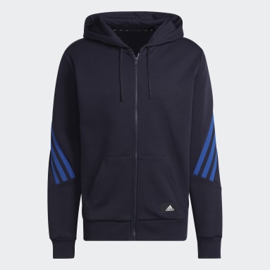 Muži Sportswear modrá Mikina s kapucňou adidas Sportswear Future Icons 3-Stripes Full-Zip