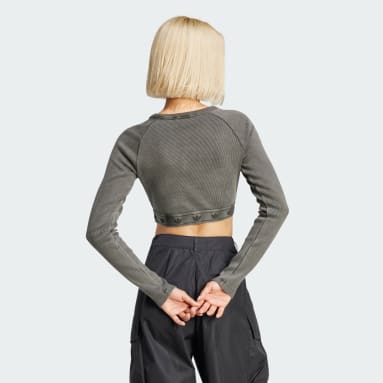 Crop top manches longues bords-côtes
