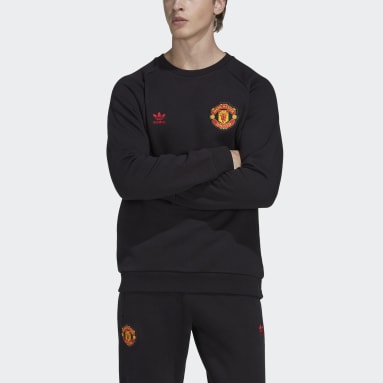 Sweatshirt Trefoil Essentials do Manchester United Preto Homem Originals
