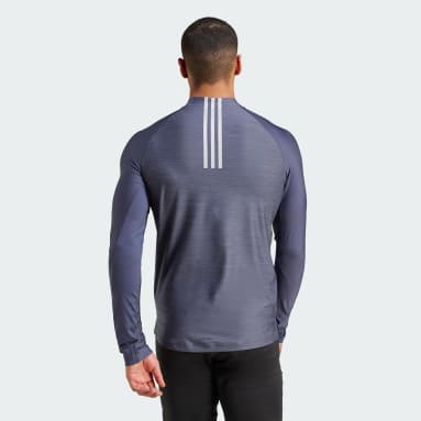 Playera de Entrenamiento Manga Larga Gym+ 3 Franjas con Cierre Corto
