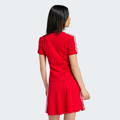 Ženy Originals červená Tričko 3-Stripes V-Neck Slim