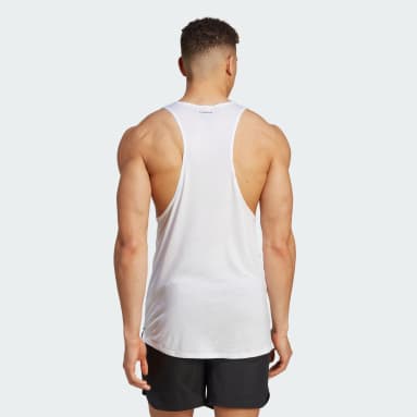 Débardeur Workout Stringer Blanc Hommes Fitness Et Training