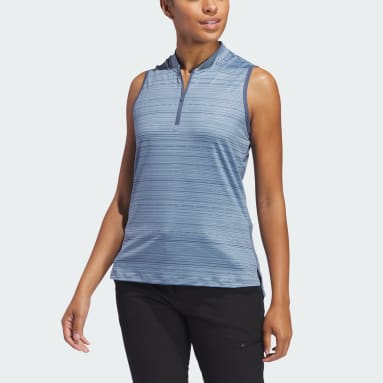 Women's Golf Blue Ultimate365 Stripe Sleeveless Polo Shirt