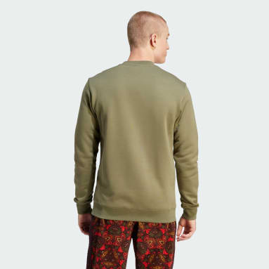 Men Originals Green Corduroy Appliqué Crewneck Sweatshirt