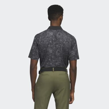 Men Golf Black Mesh Ultimate365 Tour Print Golf Polo Shirt