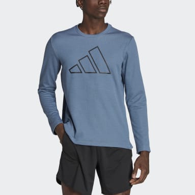 Herr Gym & Träning Blå Train Icons 3 Bar Logo Training Crew Sweatshirt