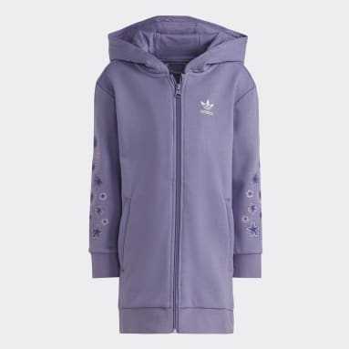 Deti Originals fialová Súprava Floral Full-Zip Elongated Hoodie