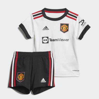 Kinder Fußball Manchester United 22/23 Mini-Auswärtsausrüstung Weiß