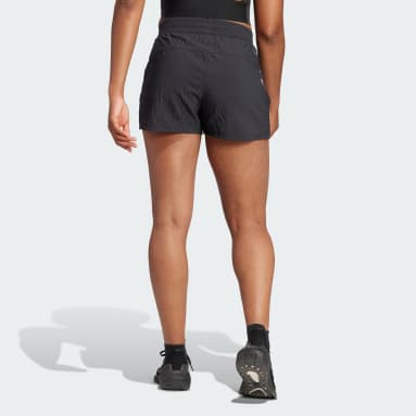 Women Training Black Pacer Training High-Waist Woven Seersucker 3-Stripes Shorts