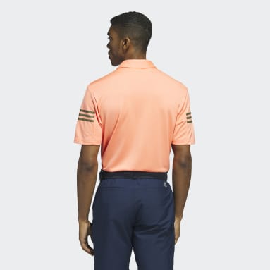 Men Golf Orange 3-Stripes Golf Polo Shirt