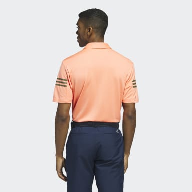 Men Golf Orange 3-Stripes Polo Shirt
