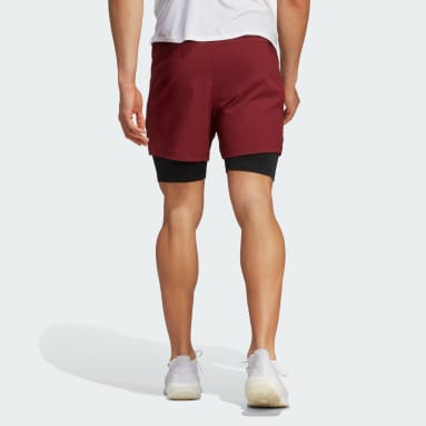 Men Training Burgundy Power Workout Two-in-One Shorts