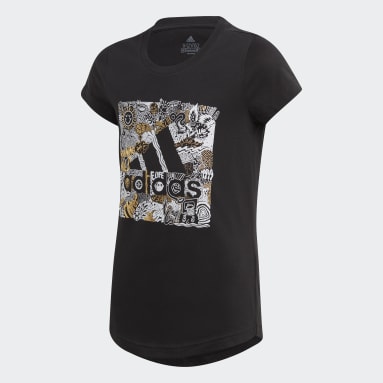Mädchen Sportswear Must Haves Doodle Badge of Sport T-Shirt Schwarz