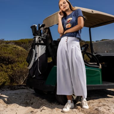 Women Golf White adidas x Malbon Culotte Pants