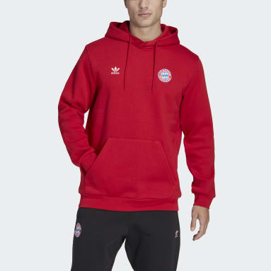 Sweat-shirt à capuche Trèfle FC Bayern Essentials Rouge Hommes Originals
