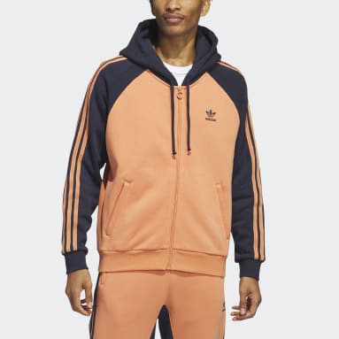 Men Originals Orange SST Fleece Hooded Track Jacket