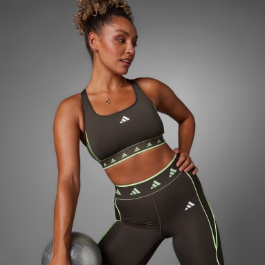 adidas by Stella McCartney TruePurpose Power Impact Medium-Support Printed  Training Sporcu Sütyeni - Yeşil