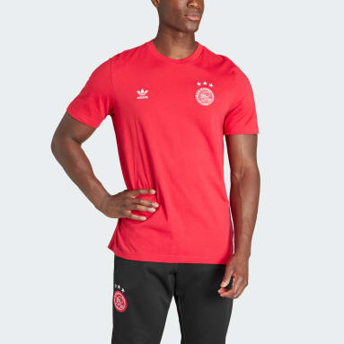 Herr Fotboll Röd Ajax Amsterdam Essentials Trefoil T-shirt