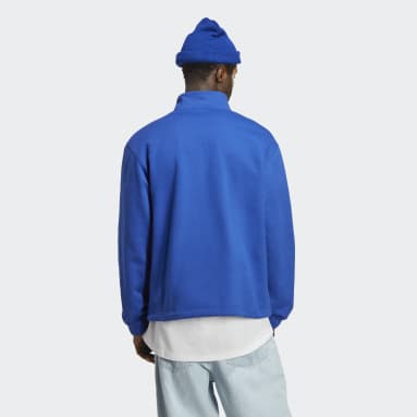 Men Originals Blue Adicolor Contempo Half-Zip Crew Sweatshirt