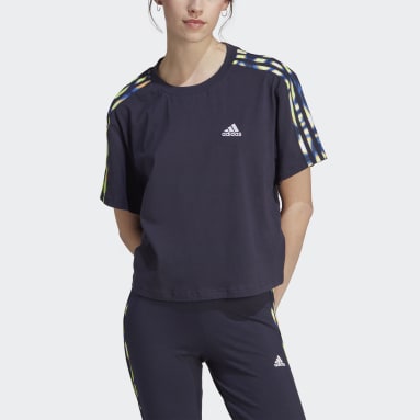 Polo Corto Vibrant Print 3-Stripes Cotton Azul Mujer Sportswear