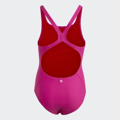 Mädchen Schwimmen Solid Small Logo Badeanzug Rosa