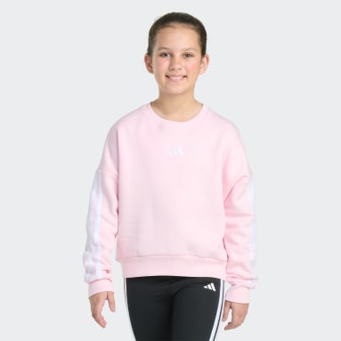Long Sleeve 3-Stripes Crewneck Fleece Pullover Sweatshirt