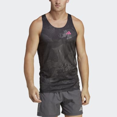 Men Running Black Adizero Singlet