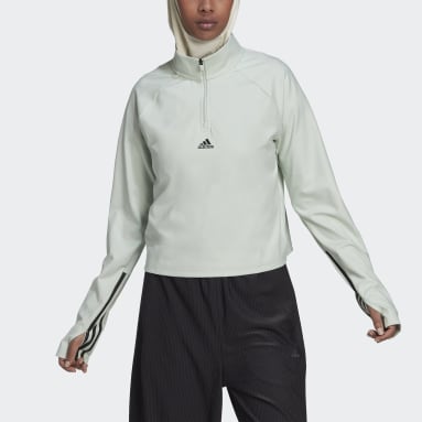 Maglia Hyperglam Cut 3-Stripes 1/4-Zip Verde Donna Fitness & Training