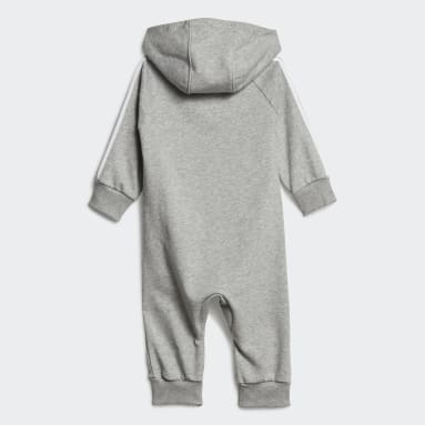 Tutina Essentials 3-Stripes French Terry Infant Grigio Bambini Sportswear