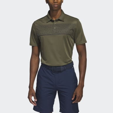 Men Golf Green Chest-Print Polo Shirt