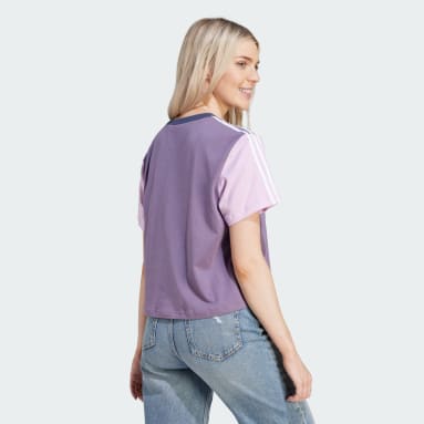 Crop top en jersey Essentials 3-Stripes Pourpre Femmes Sportswear