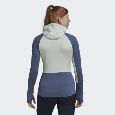 Women TERREX Green Terrex Tech Flooce Hooded Hiking Fleece Jacket