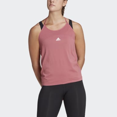 Women Gym & Training Pink adidas AEROKNIT Seamless Loose Tank Top