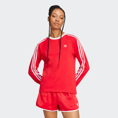 Adidas red shirt womens best sale
