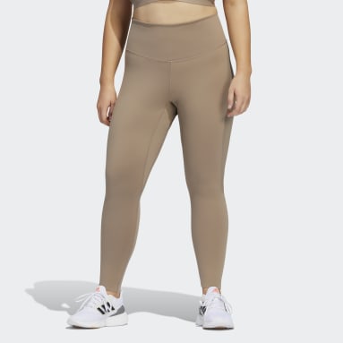 Women Gym & Training Brown adidas Yoga Luxe Studio 7/8 Leggings (Plus Size)