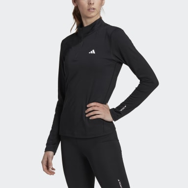 Haut d'entraînement à manches longues et zip 1/4 Techfit Noir Femmes Fitness Et Training