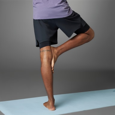 Men Yoga Black Yoga Premium Training Two-in-One Shorts