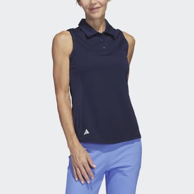 Dames Golf blauw Texture Mouwloos Golf Poloshirt