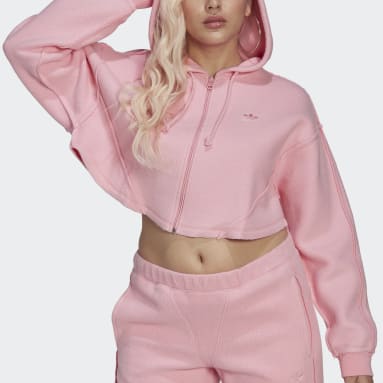 Sweat-shirt à capuche Cropped Coton adidas en coloris Rose Femme Vêtements Articles de sport et dentraînement Sweats à capuche 