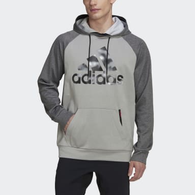 Muži Tréning A Fitnes Siva Mikina s kapucňou AEROREADY Game and Go Camo Logo
