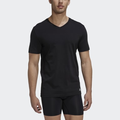 T-shirt à col en V en coton Active Flex noir Hommes Entraînement