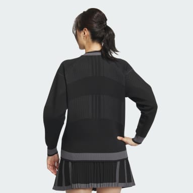 Women Golf Black 프라임니트 크루넥 긴팔 풀오버 스웨터